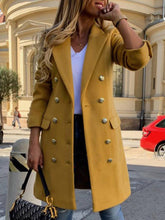 Aurohaya Elegant Double Breasted Long Sleeve Coat for Women Stylish & Casual Autumn/Winter Outerwear